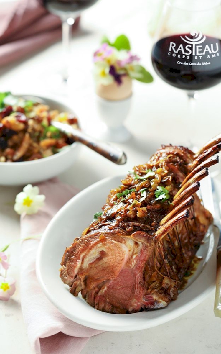 Spiced rack of lamb & bulgur with dried fruit
